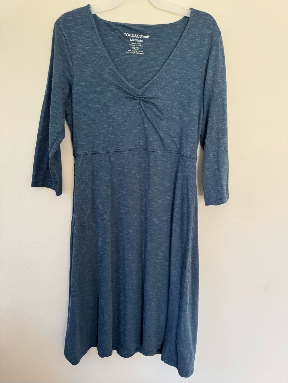 Toad&Co Women’s Samba Slub Knit Blue Heather Rosalinda A-Line Dress Size Medium
